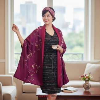 Khăn lụa 2 mặt thêu hoa và lá 40*200 cm- Mẫu 4